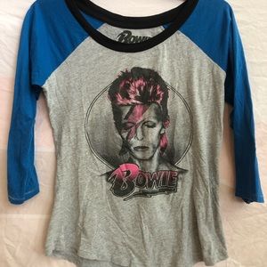David Bowie raglan baseball tee. Soft shirt. Large and iconic. Fall. Rock n Roll